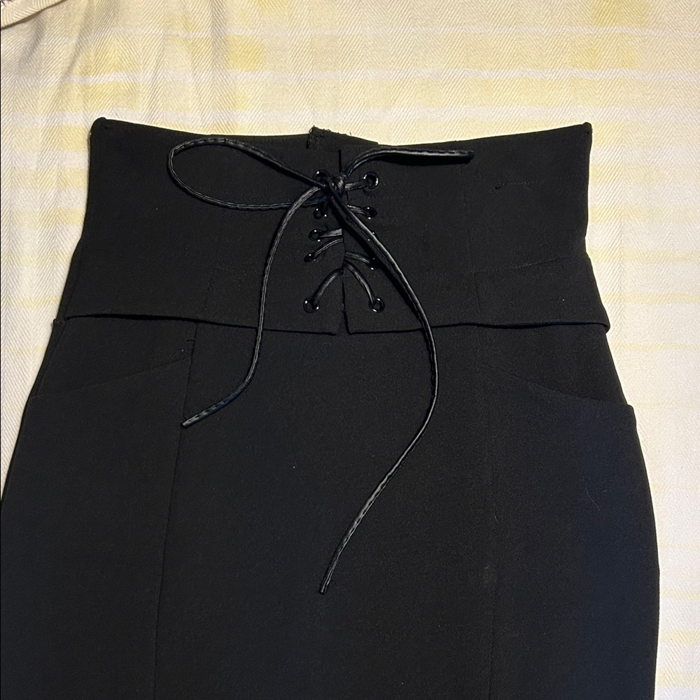 Papaya High-Waist Black Lace-Up Pencil Skirt size S - Picture 2 of 7